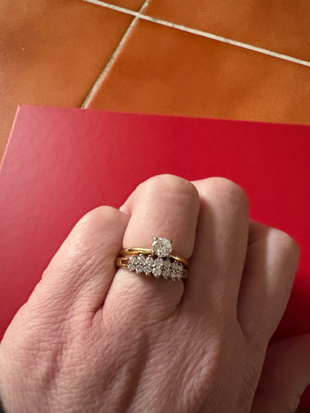Gold Tone Women's Stackable Ring Set with Diamonds- Elegant Gold Rings - Picture 8 of 8